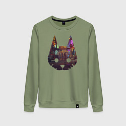 Свитшот хлопковый женский Stray: City Cat, цвет: авокадо