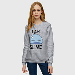 Свитшот хлопковый женский I AM SLIME, Я СЛИЗЬ, цвет: меланж — фото 2