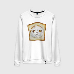 Свитшот хлопковый женский Bread Cat, цвет: белый