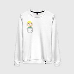 Свитшот хлопковый женский Баттерс в кармане, цвет: белый