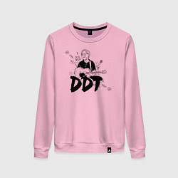 Свитшот хлопковый женский DDT Юрий Шевчук, цвет: светло-розовый