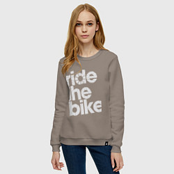 Свитшот хлопковый женский Ride the bike, цвет: утренний латте — фото 2