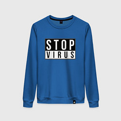 Свитшот хлопковый женский Stop Virus, цвет: синий