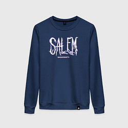 Свитшот хлопковый женский Salem Massachusetts, цвет: тёмно-синий