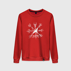 Свитшот хлопковый женский VEGVISIR РУНЫ RUNES Z, цвет: красный