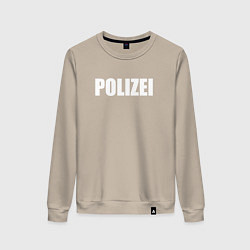 Свитшот хлопковый женский POLIZEI Полиция Надпись Белая, цвет: миндальный