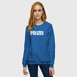 Свитшот хлопковый женский POLIZEI Полиция Надпись Белая, цвет: синий — фото 2
