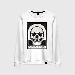 Свитшот хлопковый женский Memento mori помни о смерти, цвет: белый