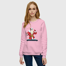 Свитшот хлопковый женский Санта музыкант, цвет: светло-розовый — фото 2