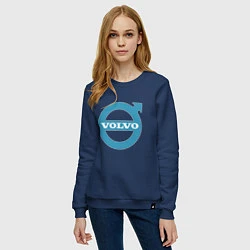 Свитшот хлопковый женский Volvo логотип, цвет: тёмно-синий — фото 2