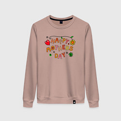 Свитшот хлопковый женский Happy Mothers Day, цвет: пыльно-розовый