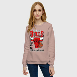 Свитшот хлопковый женский Chicago Bulls NBA, цвет: пыльно-розовый — фото 2