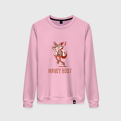 Свитшот хлопковый женский Money Heist Wolf, цвет: светло-розовый
