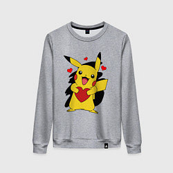 Свитшот хлопковый женский ПИКАЧУ И СЕРДЕЧКО POKENON PIKACHU LOVE, цвет: меланж