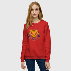 Свитшот хлопковый женский Тигр логотип, цвет: красный — фото 2
