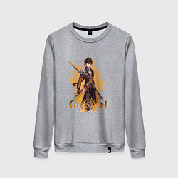 Свитшот хлопковый женский Чжун Ли Zhongli Genshin Impact, цвет: меланж