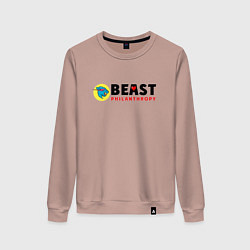 Свитшот хлопковый женский Mr Beast Philanthropy, цвет: пыльно-розовый