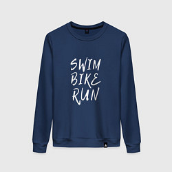 Свитшот хлопковый женский SWIM BIKE RUN, цвет: тёмно-синий