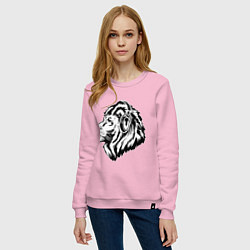 Свитшот хлопковый женский Лев в наушниках, цвет: светло-розовый — фото 2