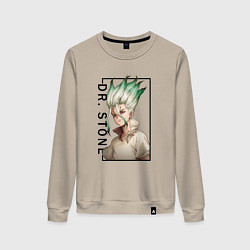 Свитшот хлопковый женский Доктор Стоун Сенку Ишигами, цвет: миндальный
