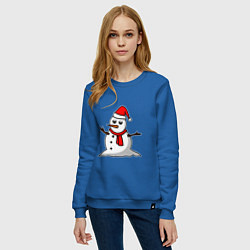Свитшот хлопковый женский Двухсторонний снеговик, цвет: синий — фото 2