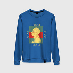 Свитшот хлопковый женский PUCCI GOLD ПУЧЧИ ЗОЛОТО, цвет: синий