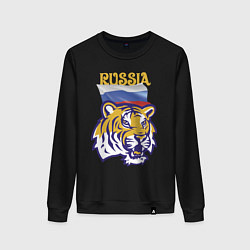 Свитшот хлопковый женский Russian tiger, цвет: черный