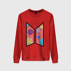 Свитшот хлопковый женский BTS Permission To Dance КОНФЕТКИ, цвет: красный