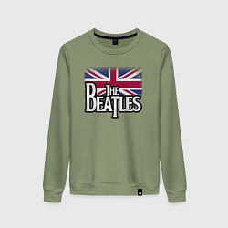 Свитшот хлопковый женский The Beatles Great Britain Битлз, цвет: авокадо