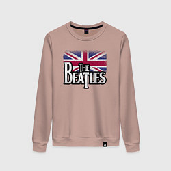 Свитшот хлопковый женский The Beatles Great Britain Битлз, цвет: пыльно-розовый