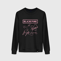 Свитшот хлопковый женский BLACKPINK АВТОГРАФЫ БЛЭКПИНК, цвет: черный