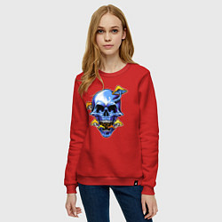 Свитшот хлопковый женский Skull & Mushrooms, цвет: красный — фото 2