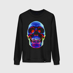 Свитшот хлопковый женский Cool neon skull, цвет: черный