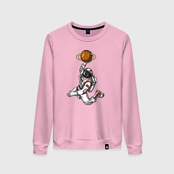 Свитшот хлопковый женский Космический баскетболист, цвет: светло-розовый