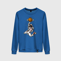 Свитшот хлопковый женский Космический баскетболист, цвет: синий