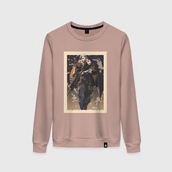 Свитшот хлопковый женский Sova арт, цвет: пыльно-розовый