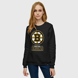 Свитшот хлопковый женский Boston Bruins , Бостон Брюинз, цвет: черный — фото 2