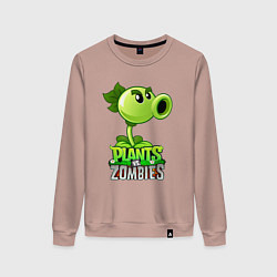 Свитшот хлопковый женский Plants vs Zombies Горохострел, цвет: пыльно-розовый