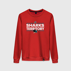 Свитшот хлопковый женский SHARKS TERRITORY САН-ХОСЕ ШАРКС, цвет: красный