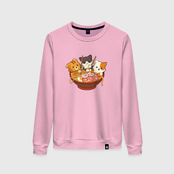 Свитшот хлопковый женский Kawaii Cat Ramen, цвет: светло-розовый