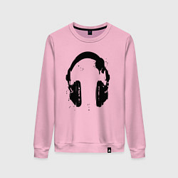 Свитшот хлопковый женский Headphones наушники, цвет: светло-розовый