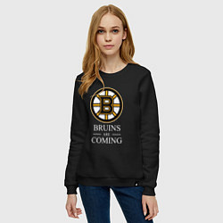 Свитшот хлопковый женский Boston are coming, Бостон Брюинз, Boston Bruins, цвет: черный — фото 2