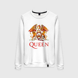 Свитшот хлопковый женский Queen, логотип, цвет: белый