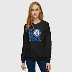 Свитшот хлопковый женский It is Chelsea time Челси, цвет: черный — фото 2