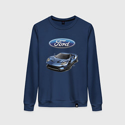 Свитшот хлопковый женский Ford - legendary racing team!, цвет: тёмно-синий