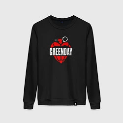 Свитшот хлопковый женский Green day рок группа, цвет: черный