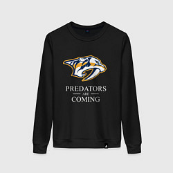 Свитшот хлопковый женский Nashville Predators are Coming Нэшвилл Предаторз, цвет: черный