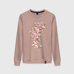 Свитшот хлопковый женский Весна Цветущая сакура Japan, цвет: пыльно-розовый