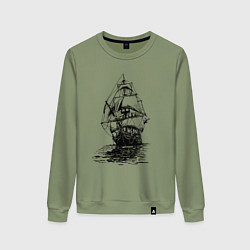 Свитшот хлопковый женский Pacific ocean Frigate, цвет: авокадо