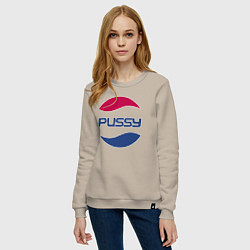 Свитшот хлопковый женский Pepsi Pussy, цвет: миндальный — фото 2